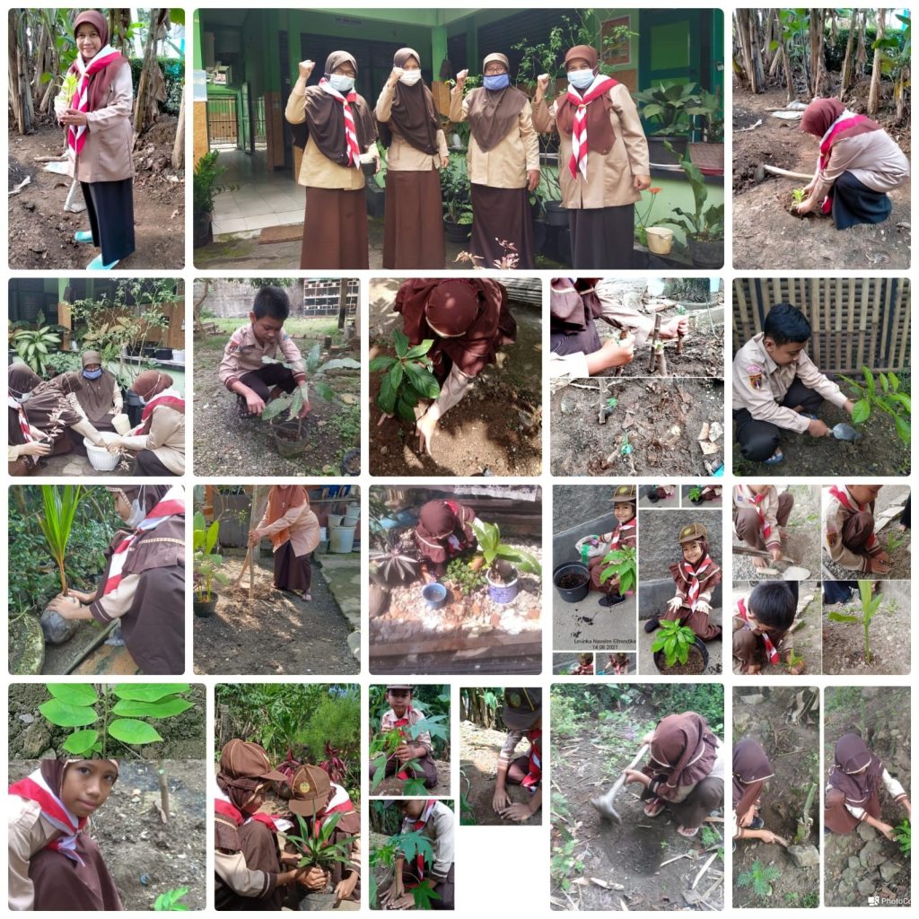 Guru dan Siswa MIN 1 Kebumen Menanam Pohon untuk Selamatkan Dunia
