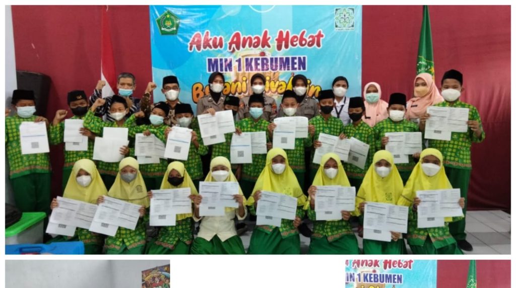 Pecahkan rekor, 643 siswa MI Negeri 1 Kebumen divaksin dalam tiga jam.