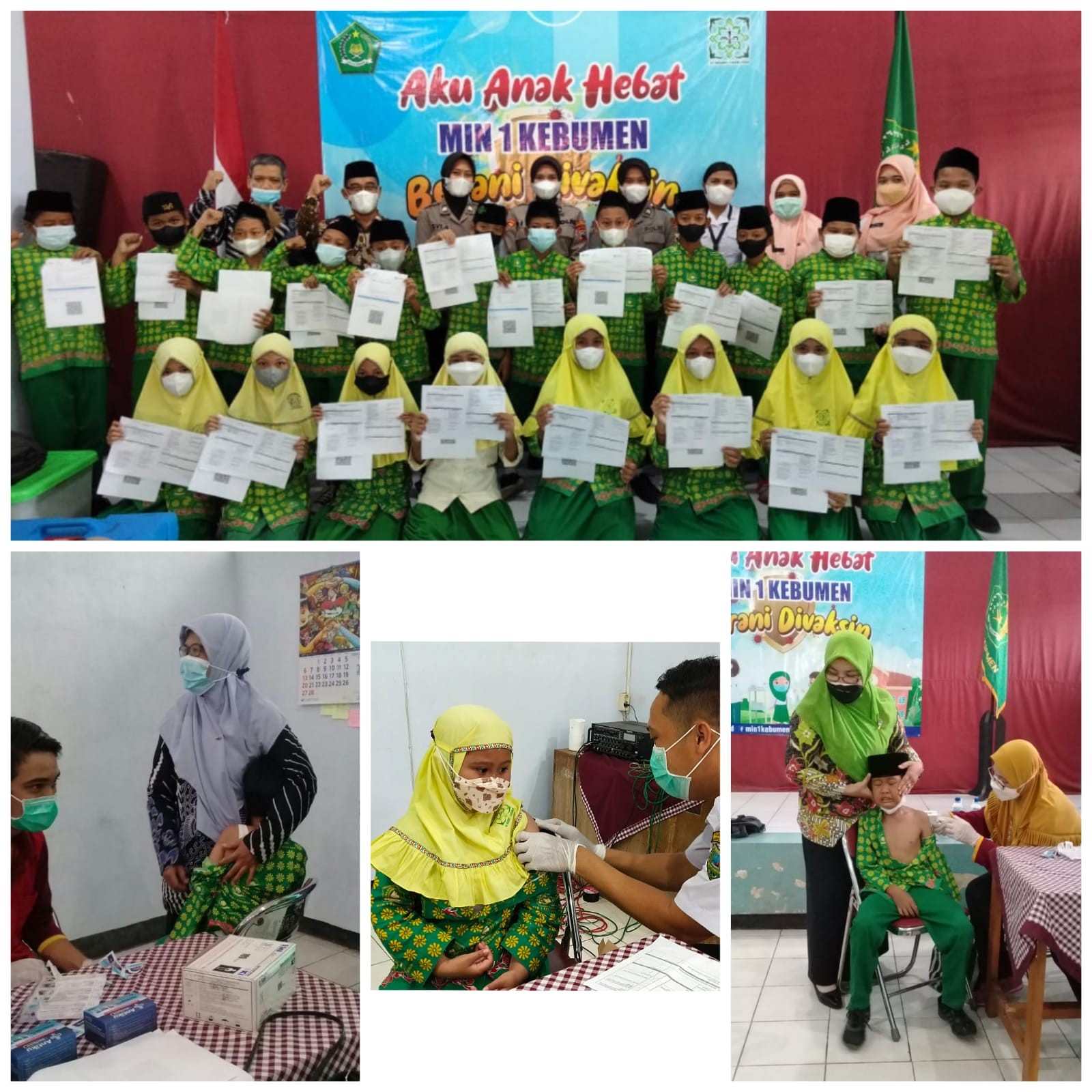 Pecahkan rekor, 643 siswa MI Negeri 1 Kebumen divaksin dalam tiga jam.